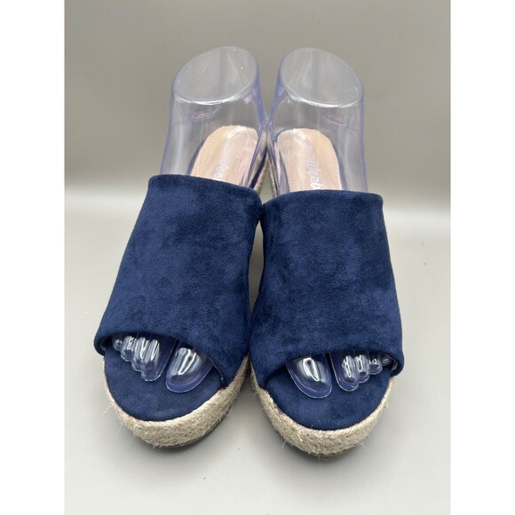 Weeboo Womens Suede Espidrille Wedge Sandals Navy Blue Size 8.5 - Picture 4 of 6